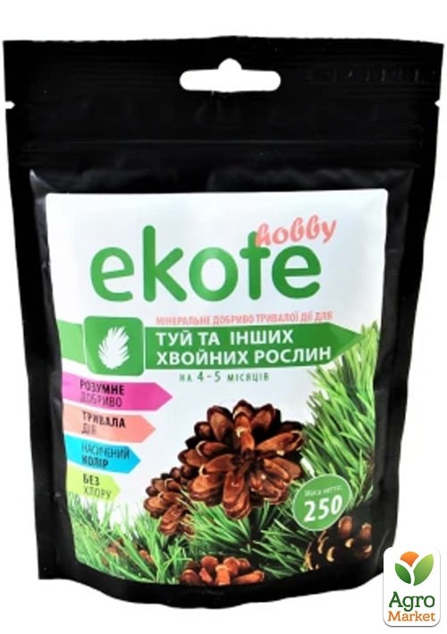 Мінеральне добриво "Ekote" ТМ "ГТУ" для туй та хвойних рослин 250г, тривалої дії 4-5міс