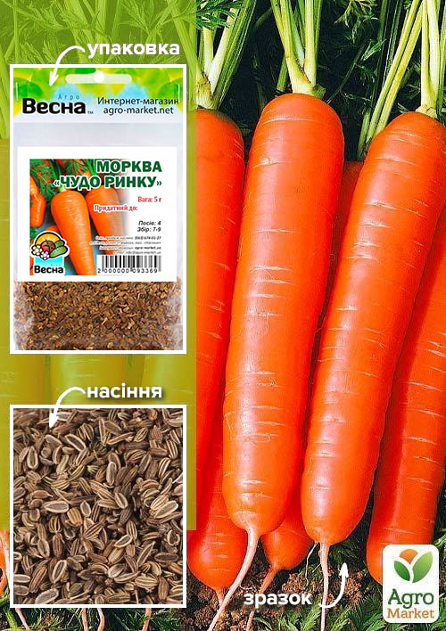 Морква "Чудо ринку" (Зипер) ТМ "Весна" 5г