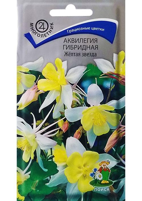 Аквилегия "Желтая звезда" ТМ "Поиск" 0.05г NEW