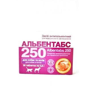 Засоби від глистів Альбентабс-250 таблетки 30 шт. з ароматом м'яса 40 г (8006510)