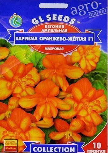 Бегонія ампельна "Харизма оранжево-жовта F1" ТМ "GL Seeds" 10шт