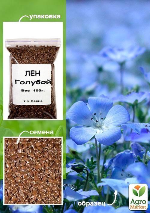 Лен декоративный голубой ТМ "Весна" 100г