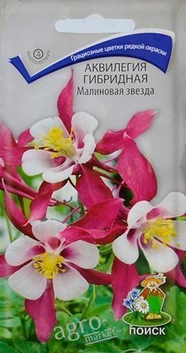 Аквилегия "Малиновая звезда" ТМ "Поиск" 0.05г