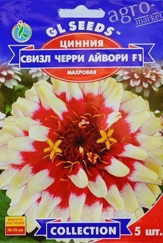 Цинния "Свизл черри айвори F1" ТМ "GL SEEDS" 5шт