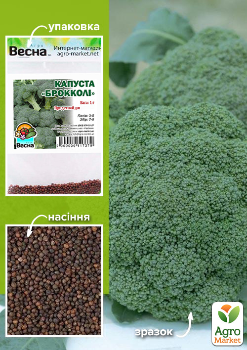 Капуста "Брокколі" (Зипер) ТМ "Весна" 1г