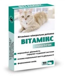 Витамикс Протеин Витаминно-минеральная добавка для кошек, 100 табл.  85 г (8661530)