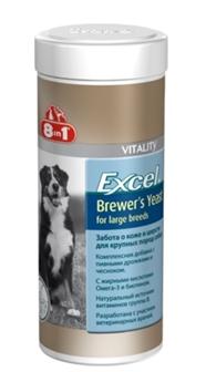 8in1 Europe Витамины для крупных собак с пивными дрожжами и чесноком, 80 табл. (1095251)