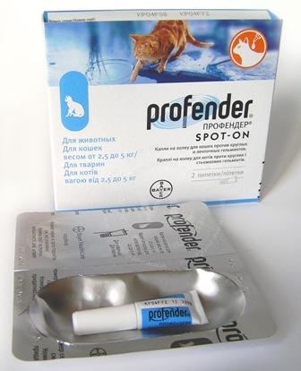 Засоби від глистів Профендер для кішок 2,5-5кг 2 піпетки синій 20 г (0366920)