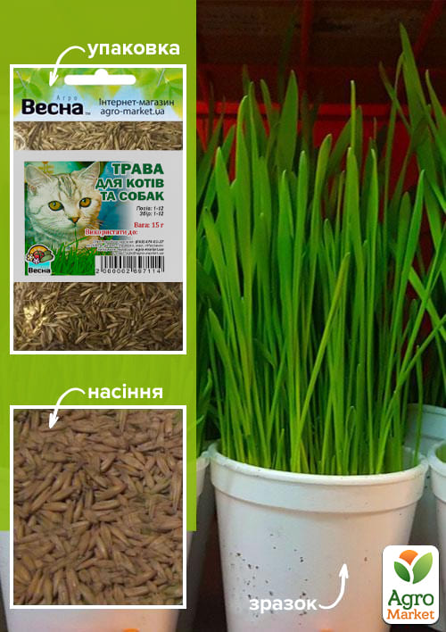 Трава для кошек и собак (зипер) ТМ "Весна" 15г