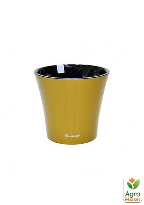 Вазон двойное дно "Arte золотистый" ТМ "Santino" высота 12.5см, диаметр 13.5см, 1.2л