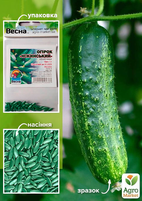 Огірок оброблений "Ніжинський" (Зипер) ТМ "Весна" 1г