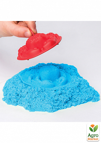 Набір піску для дитячої творчості - KINETIC SAND ЗАМОК З ПІСКУ (блакитний, 454 г, формочки, лоток) - фото 4