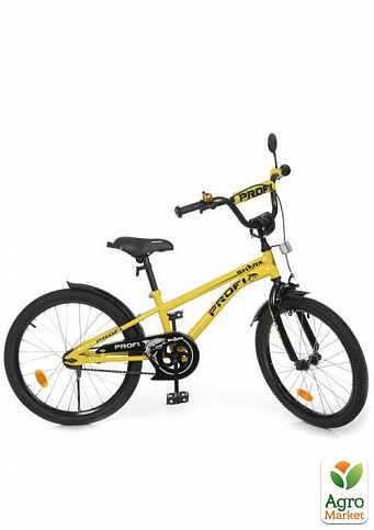 Велосипед детский PROF1 20д. Shark, SKD75,фонарь,звонок,зеркало,подножка,желто-черный (Y20214-1)