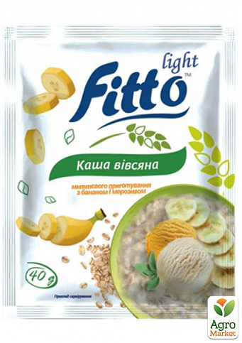 Каша овсяная мгновенного приготовления с бананом и мороженым ТМ "Fitto light" 40г упаковка 24 шт - фото 2