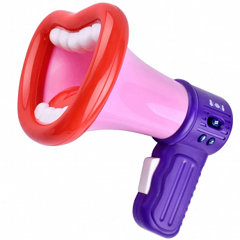 Мегафон розовый с большим ртом для записи голоса и функцией изменения голоса SKL11-354479