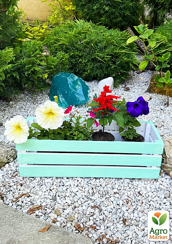 Ящик декоративный деревянный для хранения и цветов "Франческа" д. 44см, ш. 17см, в. 13см. (бирюзовый)