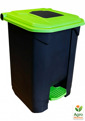 Бак для мусора с педалью Planet 50 л черный - зеленый (12233)