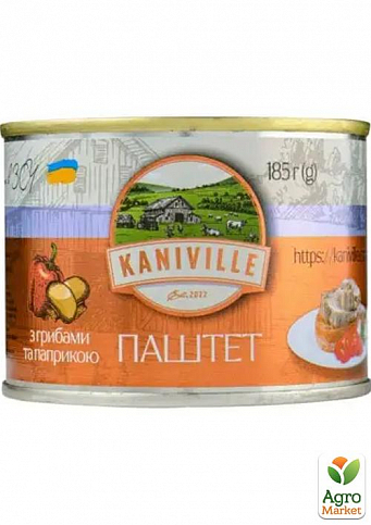 Паштет м'ясний з грибами та паприкою ТМ "Kaniville" 185г упаковка 16 шт - фото 3