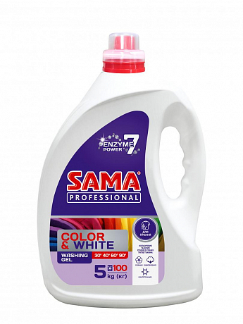 Гель универсальный для стирки цветных и белых тканей ТМ "SAMA Professional" 5 кг