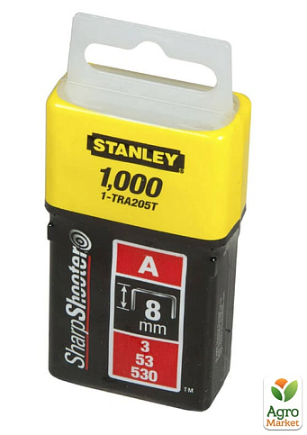 Скобы тип А высотой 8 мм, для степлера ручного Light Duty, в упаковке 1000 шт STANLEY 1-TRA205T (1-TRA205T) - фото 2