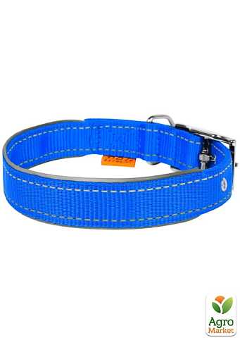 Нашийник "Dog Extremе" з нейлону, подвійний з світловідбиваючою вставкою (ширина 40мм, довжина 60-72см) блакитний (64542) - фото 2