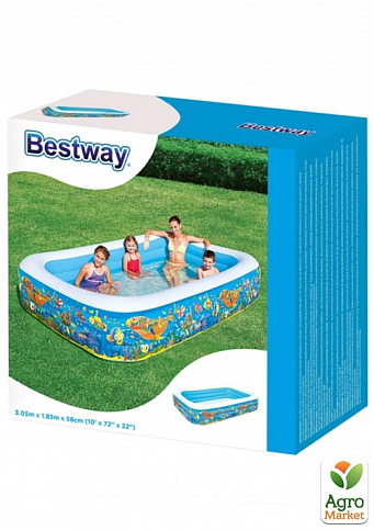 Семейный надувной бассейн синий 305х183х56 ТМ "Bestway" (54121) - фото 2