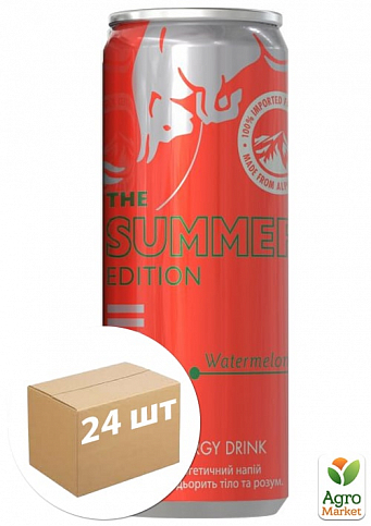Энергетический напиток ТМ "Red Bull" Watermelon со вкусом арбуза 0.25 л упаковка 24шт