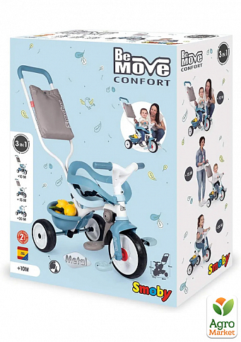 Детский металлический велосипед 3 в 1 "Би Муви. Комфорт", голубой, 68 х 52 х 101 см, 10 мес. Smoby Toys - фото 3