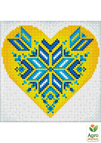 Алмазна мозаїка без підрамника - Україна в серці з голограмними стразами AMC7682