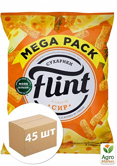 Сухарики пшенично-житні зі смаком "Сир" ТМ "Flint" 110 г упаковка 45 шт1