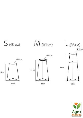 Підставки для вазонів Скандинавські чорні набір S+M+L (453633) - фото 2