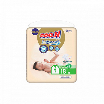 Подгузники GOO.N Premium Soft для детей 4-8 кг (размер 2(S), на липучках, унисекс, 18 шт)