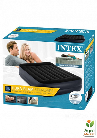 Надувне ліжко із вбудованим електронасосом двоспальне, чорне ТМ "Intex" (64124) - фото 2