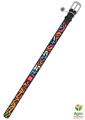 Ошейник WAUDOG Design с рисунком "Граффити", премиум кожа, металлическая пряжка (ширина 12 мм, длина 21-29 см) черный (0013-0021-01) - фото 3