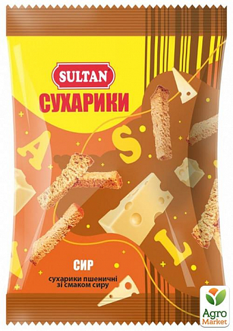 Сухарики пшеничные со вкусом Сыра ТМ "Sultan" 90г упаковка 30 шт - фото 2