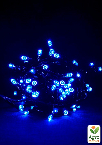 Гірлянда чорний шнур 100 LED синіх ламп 7м  (RV-100B)