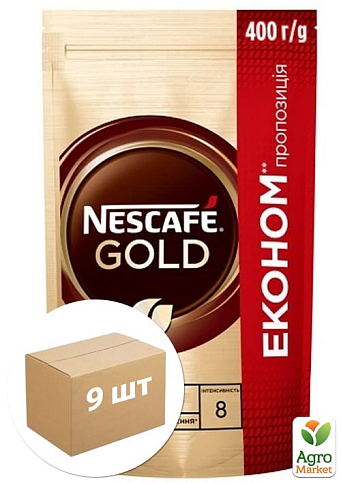 Кава розчинна Голд ТМ "Nescafe" 400г упаковка 9 шт