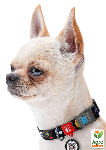 Нашийник для собак нейлоновий WAUDOG Nylon з QR паспортом, малюнок "NASA", пластиковий фастекс, Ш 15 мм, Довжина 25-35 см (4738) - фото 2