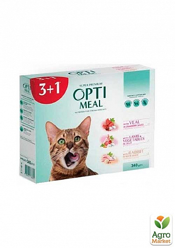Упаковка вологого корму для дорослих кішок Optimeal 4 x 85 г (2891180)
