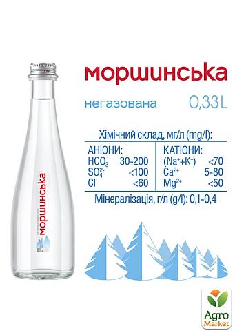 Мінеральна вода Моршинська Преміум негазована скляна пляшка 0,33л (упаковка 12 шт) - фото 2