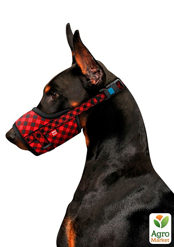 Намордник для собак WAUDOG Nylon, малюнок "Шотландка червона", пластиковий фастекс, розмір №1, О 14-20 см (5374) - фото 2