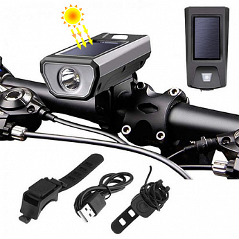Велозвонок + фара FY-316-XPE, солнечная батарея,  выносная кнопка, Waterproof, аккум., ЗУ mircoUSB - фото 2