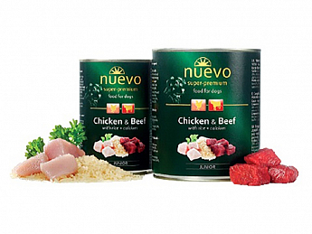 Nuevo Junior Chicken & Beef Влажный корм для щенков с курицей, говядиной, рисом и кальцием  400 г (5950970)