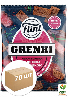 Грінки житні зі смаком "Телятина з аджикою" 65 г ТМ "Flint Grenki" упаковка 70 шт2