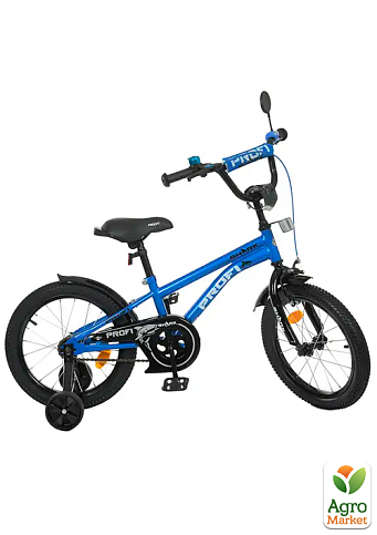 Велосипед детский PROF1 18д. Shark, SKD75,фонарь,звонок,зеркало,доп.кол.,сине-черный (Y18212-1)