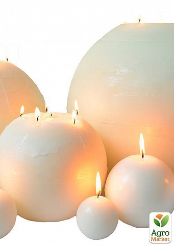 Свічка "Рустик" куля (діаметр 10*8,5 см  70 годин) біла - фото 2