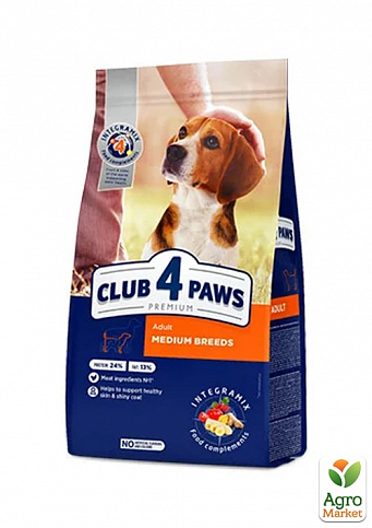 Сухой корм Клуб 4 Лапы Премиум для взрослых собак средних пород 2 кг (3007860)