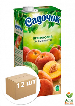 Сік персиковий (з м'якоттю) ТМ "Садочок" 0,95л упаковка 12шт2