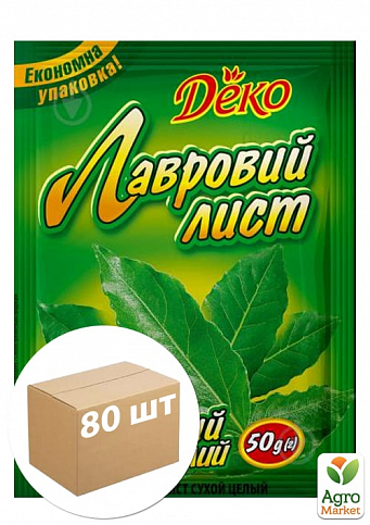 Лавровый лист (картонный ящик) ТМ "Деко" 20г упаковка 80шт