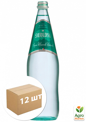 Вода питна, мінеральна, природна, їдальня Smeraldina негазована 1 л (скло) упаковка 12шт